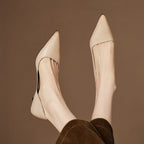 Wylana | Pointed Leather Kitten Heel Pumps 1.6 Inch