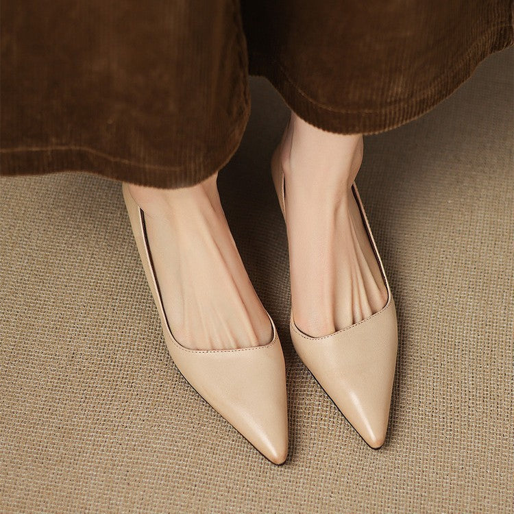 Wylana | Pointed Leather Kitten Heel Pumps 1.6 Inch