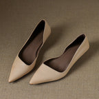 Wylana | Pointed Leather Kitten Heel Pumps 1.6 Inch
