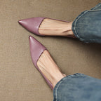 Wylana | Pointed Leather Kitten Heel Pumps 1.6 Inch