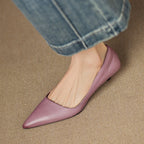 Wylana | Pointed Leather Kitten Heel Pumps 1.6 Inch