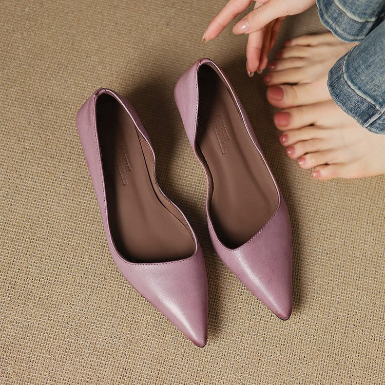 Wylana | Pointed Leather Kitten Heel Pumps 1.6 Inch