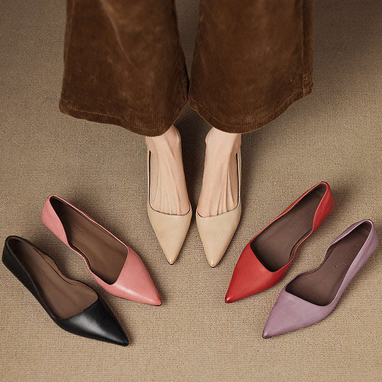 Wylana | Pointed Leather Kitten Heel Pumps 1.6 Inch