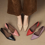 Wylana | Pointed Leather Kitten Heel Pumps 1.6 Inch