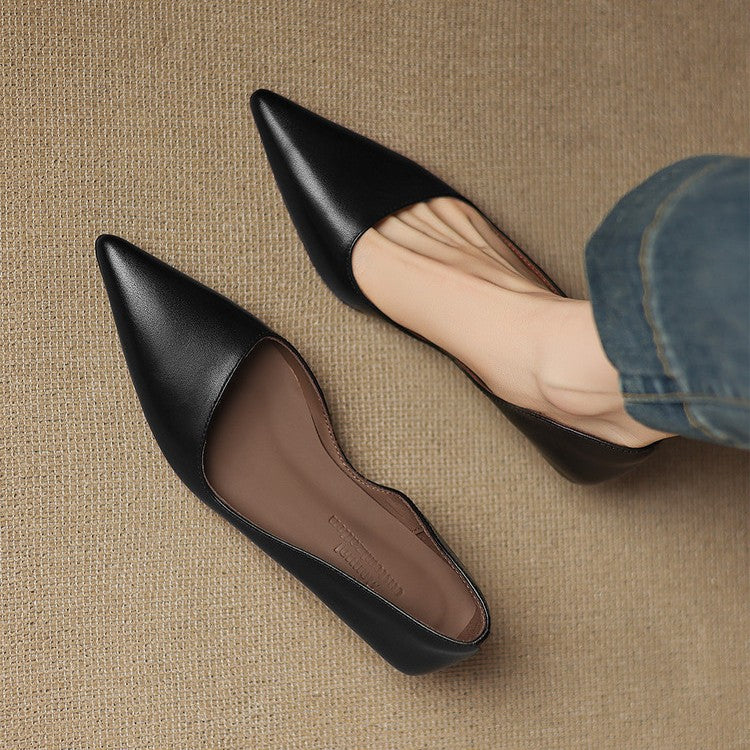 Wylana | Pointed Leather Kitten Heel Pumps 1.6 Inch