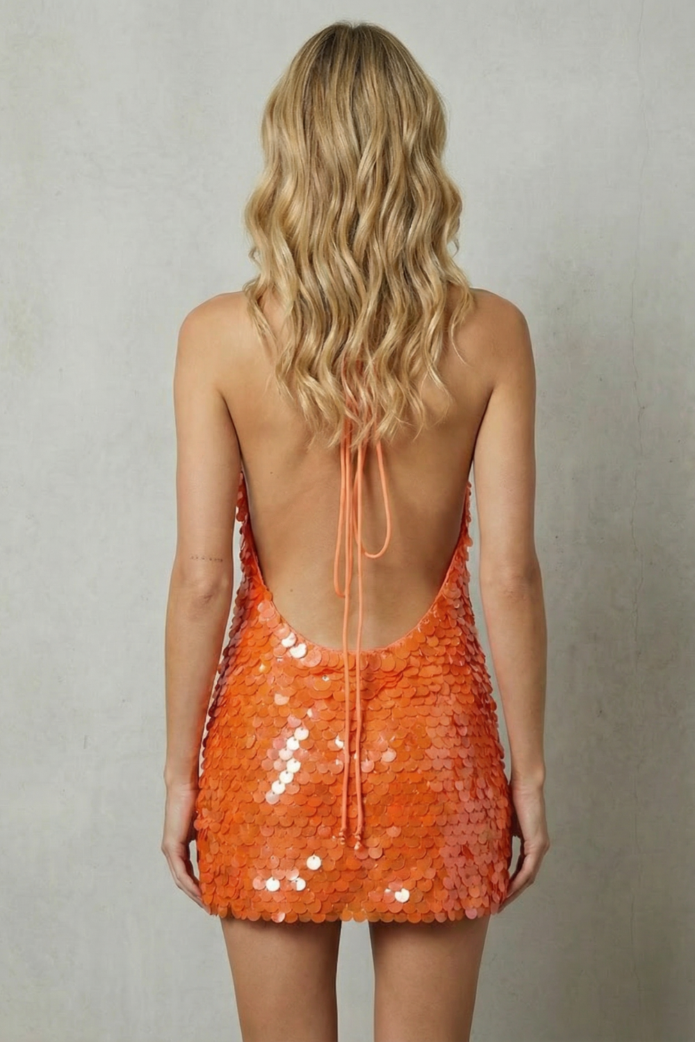 Wylette | Orange Sequin Mini Party Dress
