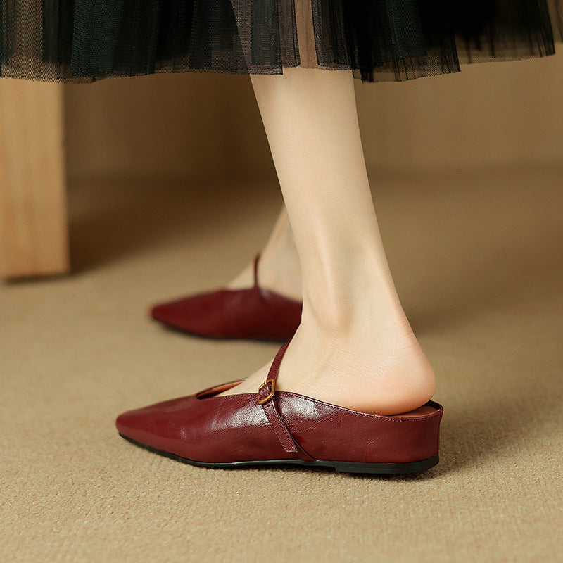 Ysanne | Lambskin Strap Mules Flat