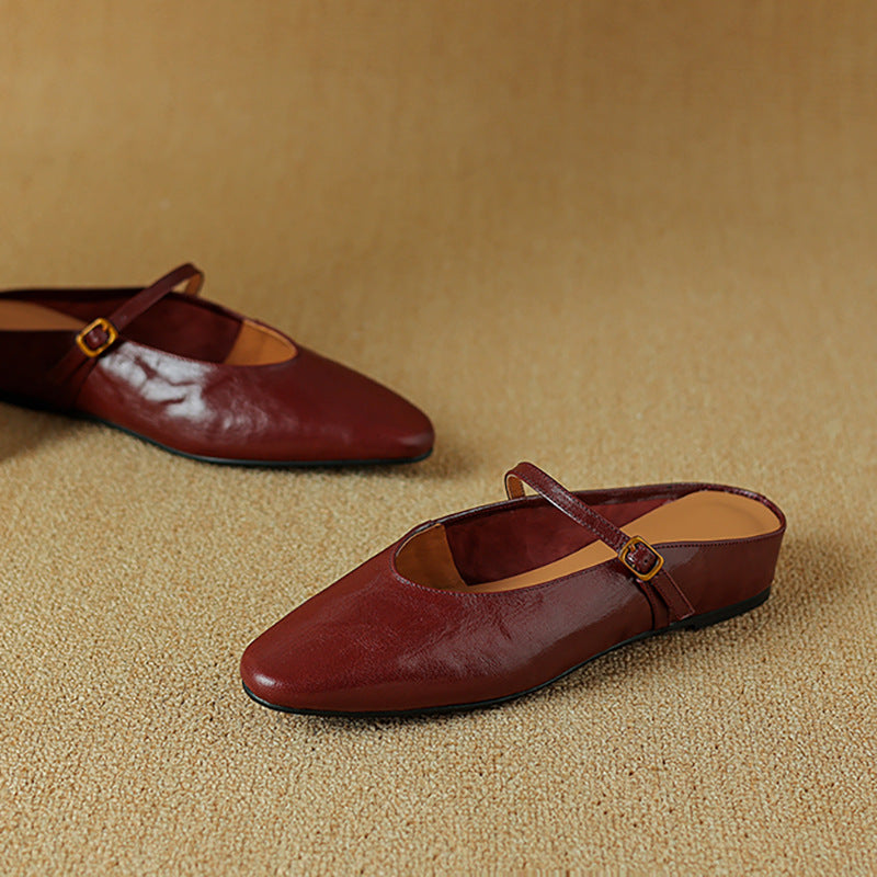 Ysanne | Lambskin Strap Mules Flat