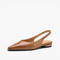 Ysolde | Pointed Slingback Leather Flats