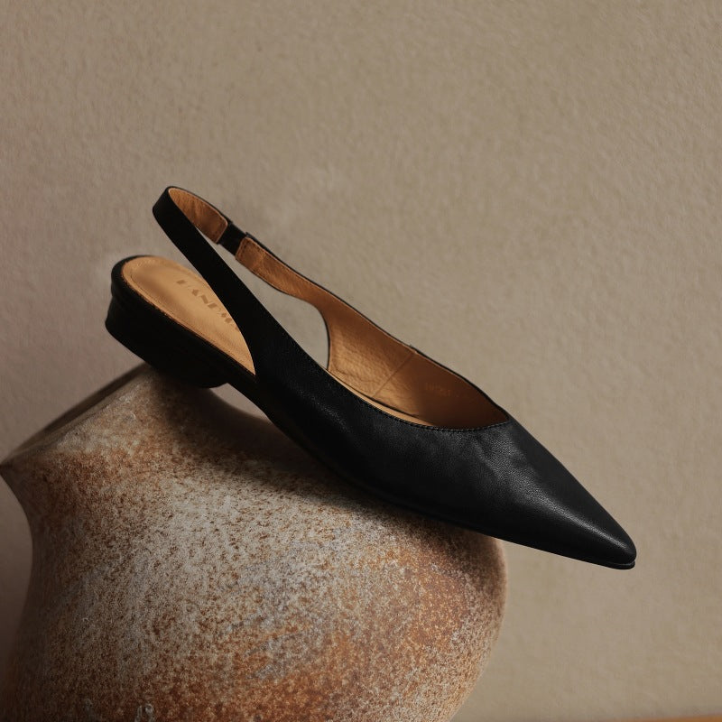 Ysolde | Pointed Slingback Leather Flats