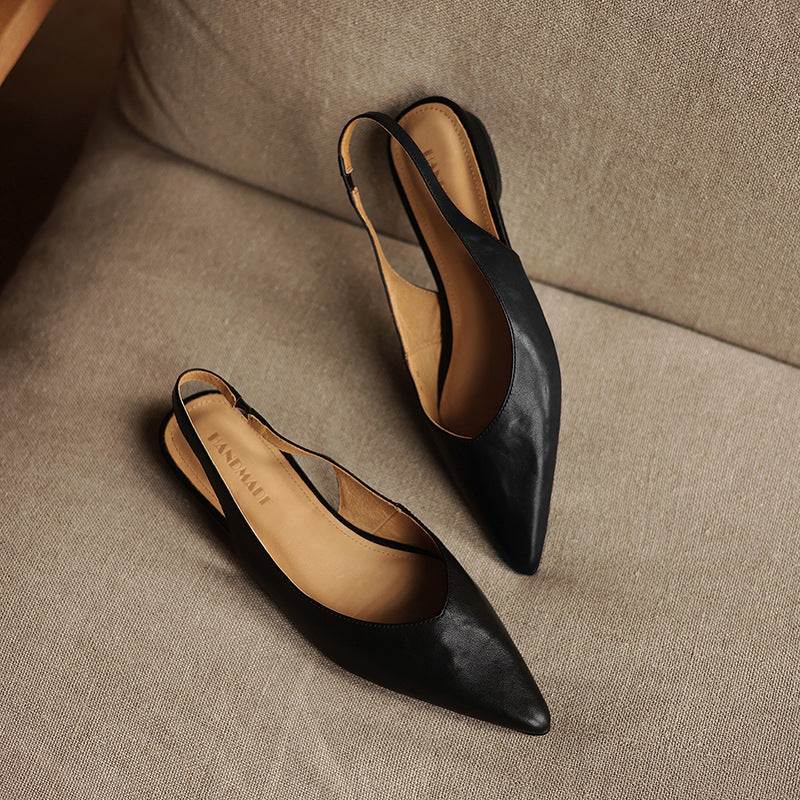Ysolde | Pointed Slingback Leather Flats