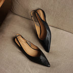 Ysolde | Pointed Slingback Leather Flats