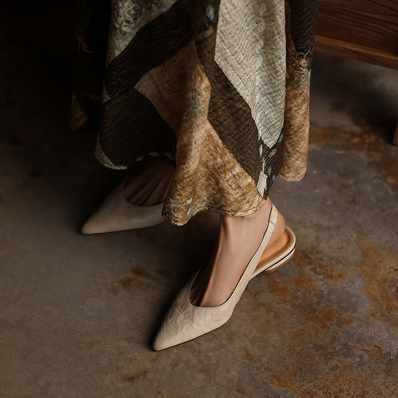 Ysolde | Pointed Slingback Leather Flats