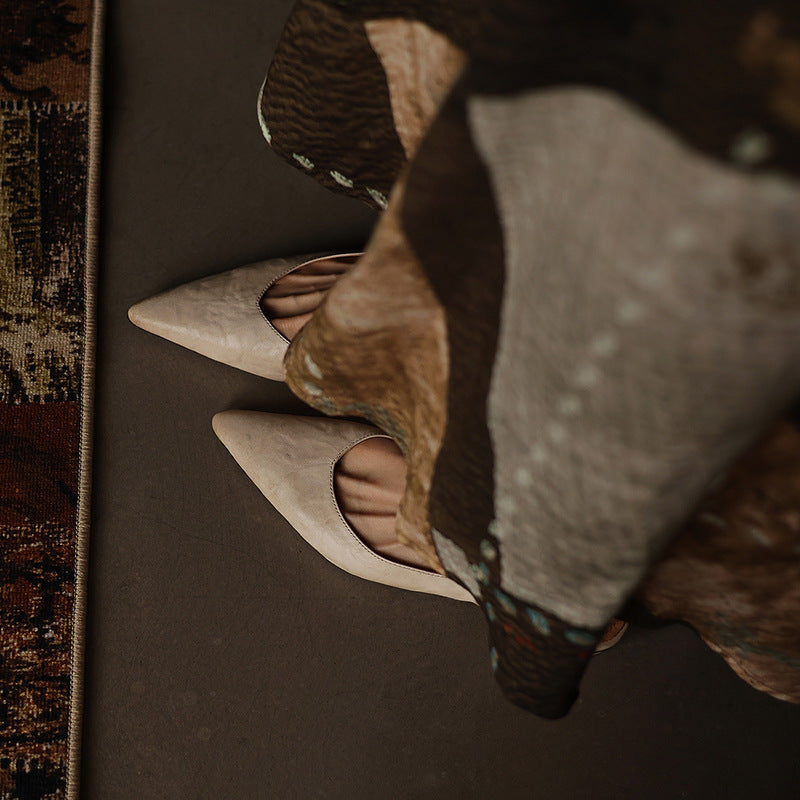 Ysolde | Pointed Slingback Leather Flats
