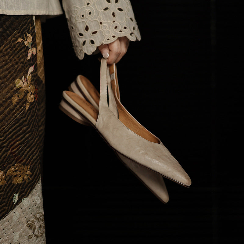 Ysolde | Pointed Slingback Leather Flats