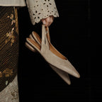 Ysolde | Pointed Slingback Leather Flats