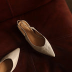 Ysolde | Pointed Slingback Leather Flats