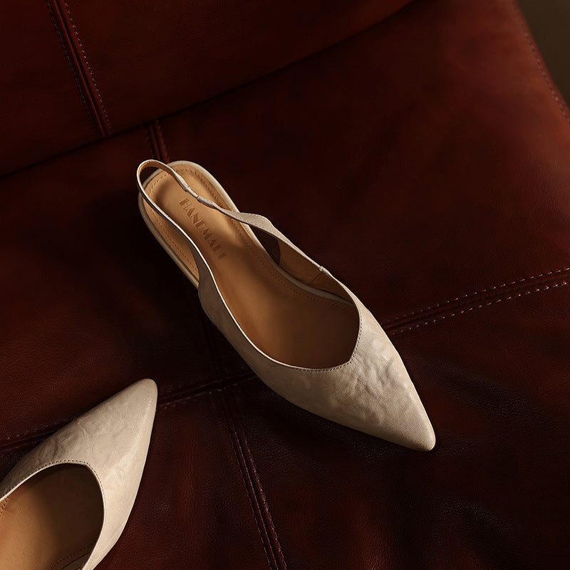 Ysolde | Pointed Slingback Leather Flats