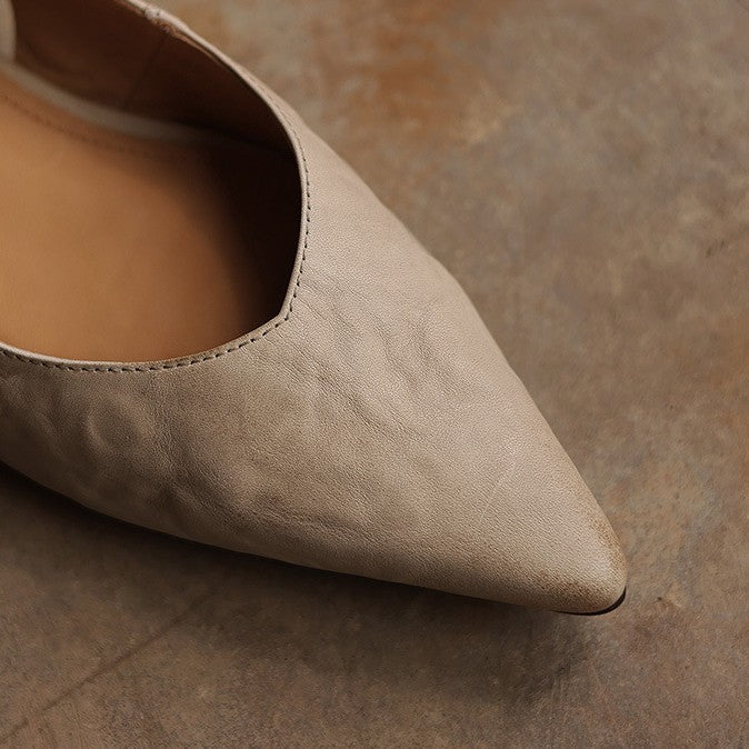 Ysolde | Pointed Slingback Leather Flats