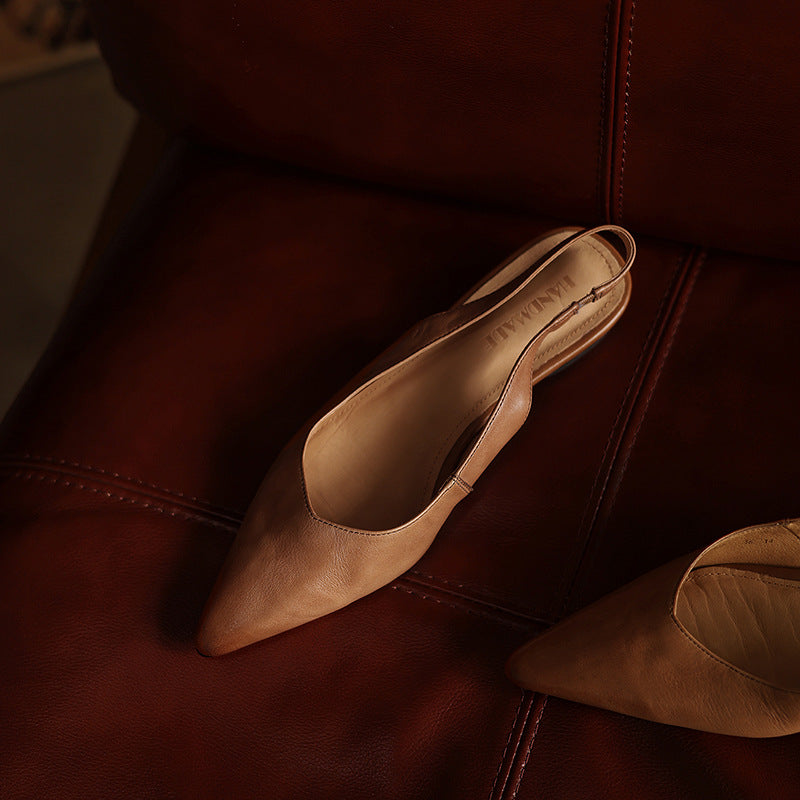 Ysolde | Pointed Slingback Leather Flats