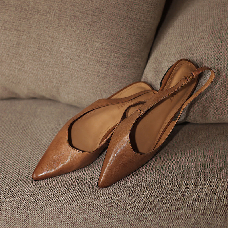 Ysolde | Pointed Slingback Leather Flats