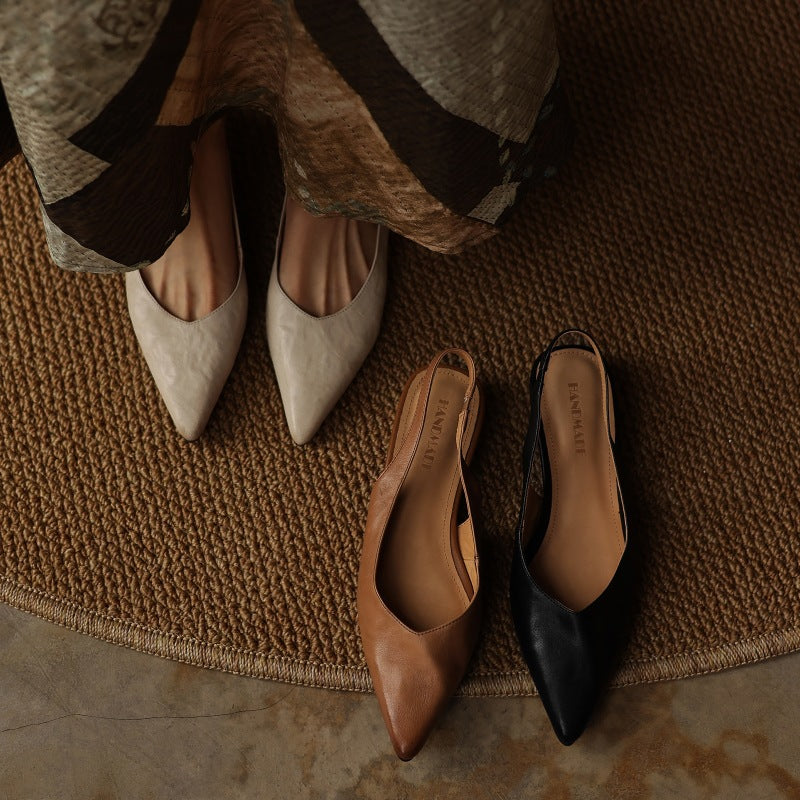 Ysolde | Pointed Slingback Leather Flats
