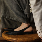 Ysolde | Pointed Slingback Leather Flats