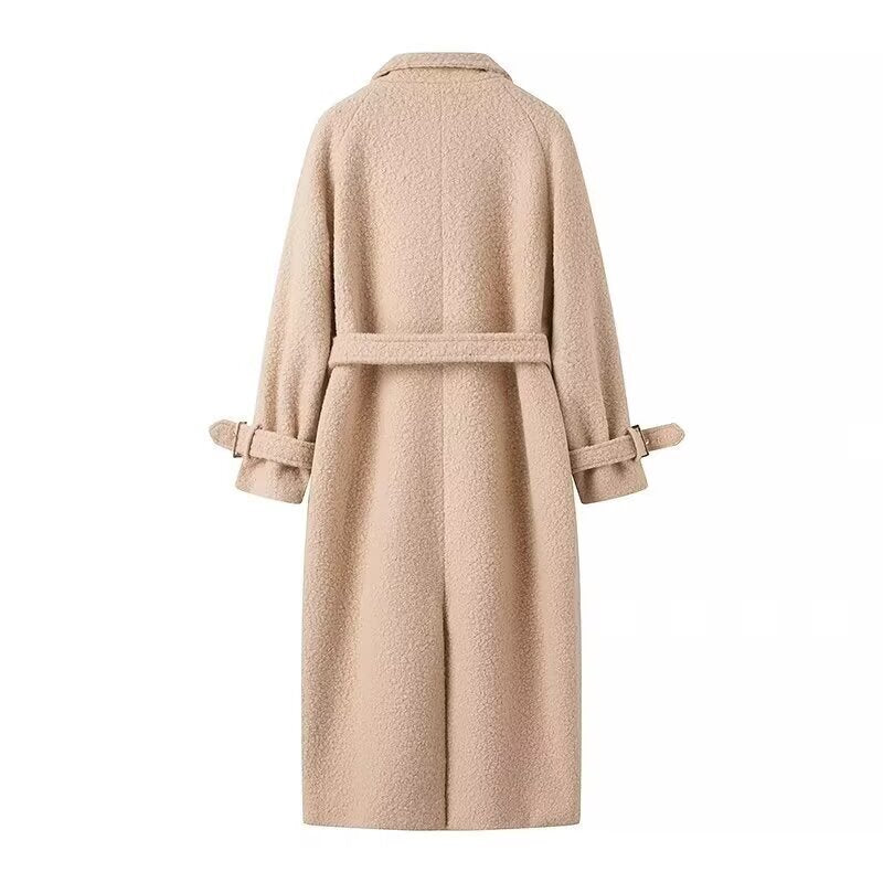Zelora | Belted Double-Breasted Teddy Coat