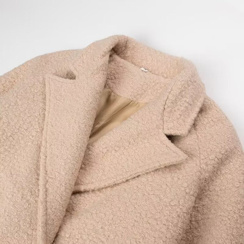 Zelora | Belted Double-Breasted Teddy Coat